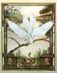 white dove and snake painting